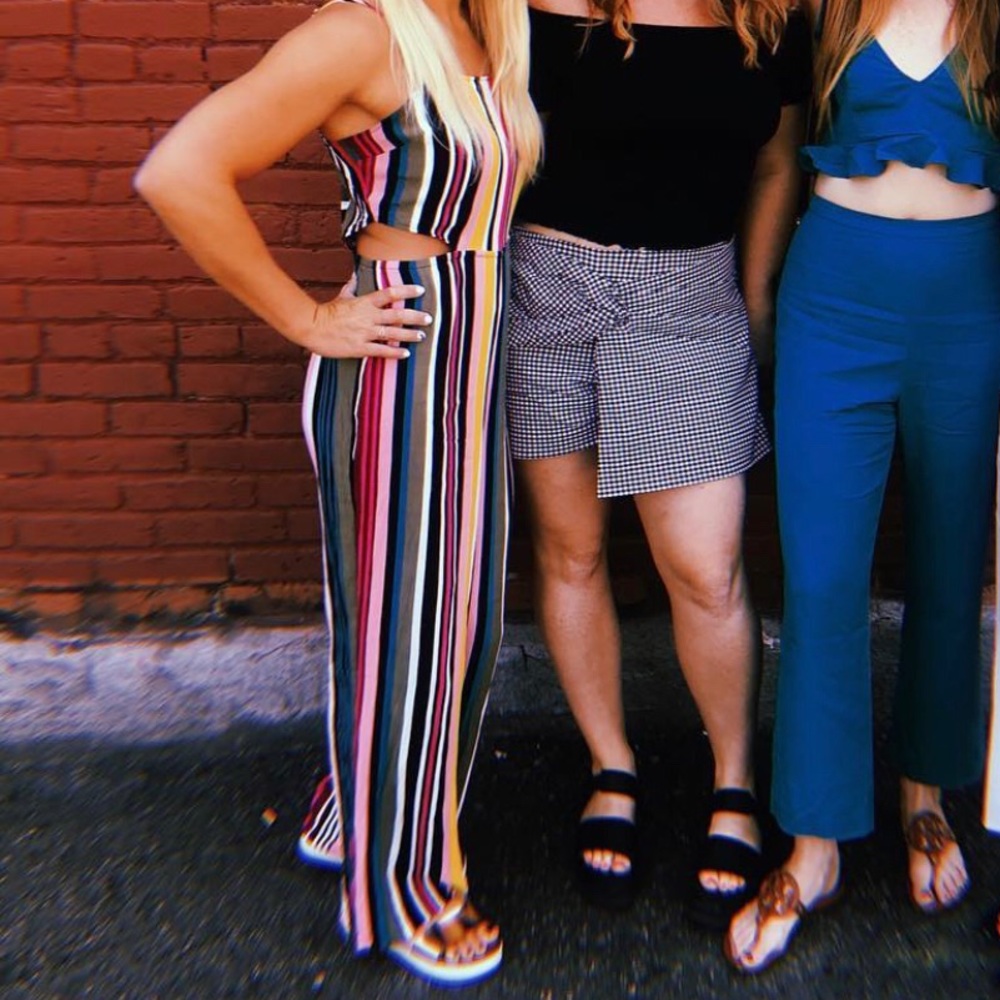 Colorful Striped Jumpsuit with Cut Outs